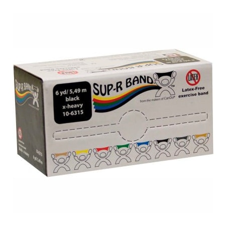 Fabrication Enterprises Sup-R Band Latex Free Exercise Band, Black, 6 Yard Roll/Box 1612820